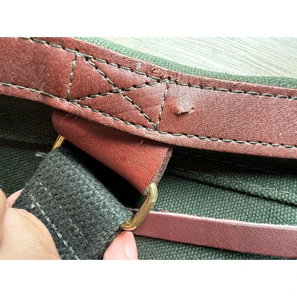 Orvis Vintage Green Canvas & Leather Wheeled Carry-On Duffel Bag 19x13x8